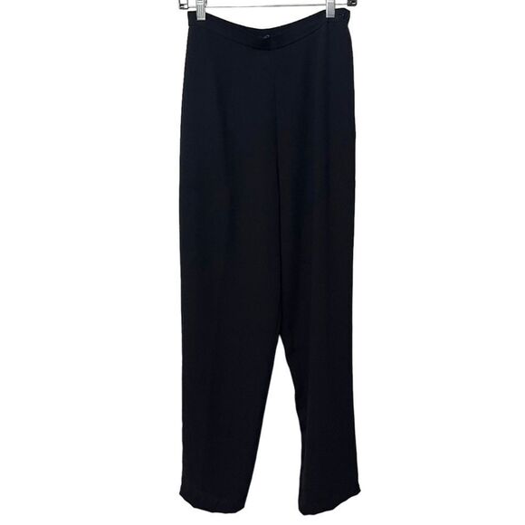 FRANK USHER Crepe Minimalist Black Pants 8 - Picture 2 of 8